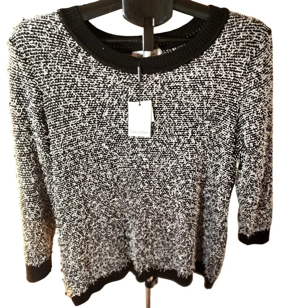 Calvin Klein Black White Lightweight‎ Pullover Sweater Size Small